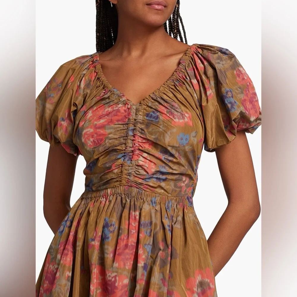 Ulla Johnson Cecile Floral Fit & Flare Midi-Dress, Size 2 - Picture 5 of 13